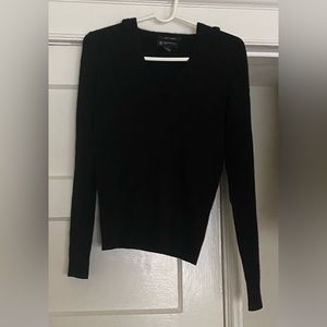 Vintage INC 100% Black Cashmere V Neck Hoodie Hooded Sweater PS Petite Small